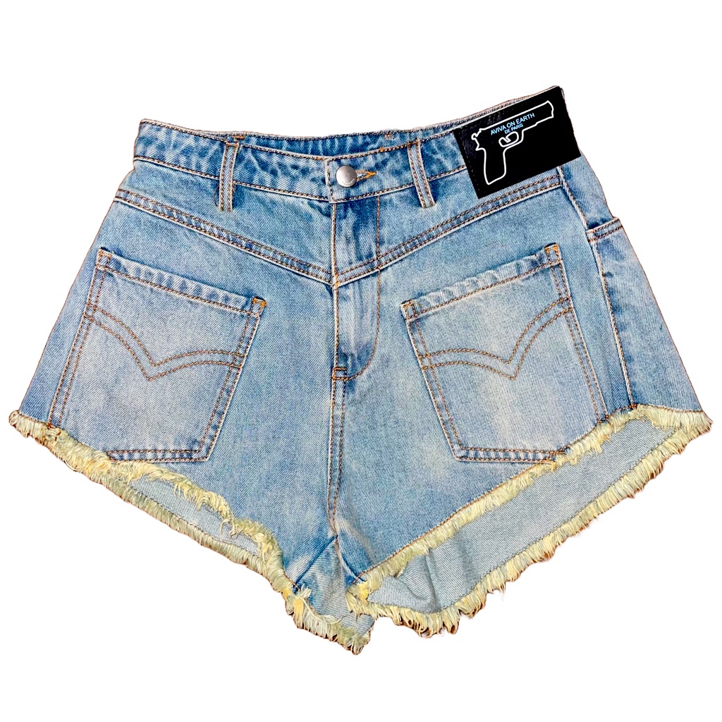 Aviva On Earth De Paris Backwards Cutoff Denim Shorts